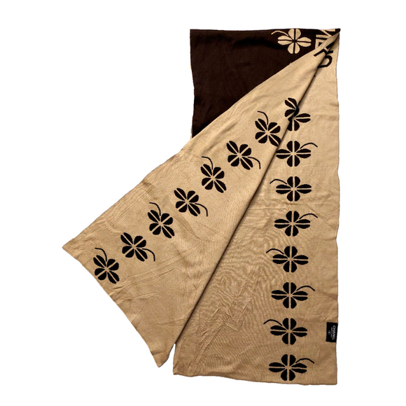 CHANEL Brown & Tan Reversible Scarf Botanical Floral Print - Picture 4 of 16